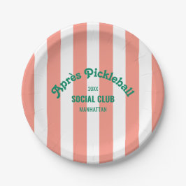 Plato De Papel  Pink Stripe Retro Après Pickleball Social Club