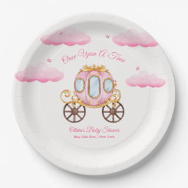 Plato De Papel Pink Sweet Fairy Princess Carriage Baby Shower