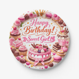 Plato De Papel Pink Sweet Girl Birthday Party Paper Plates