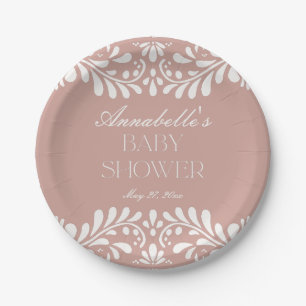 Plato De Papel Pink Talavera Tile España Fiesta Baby Shower