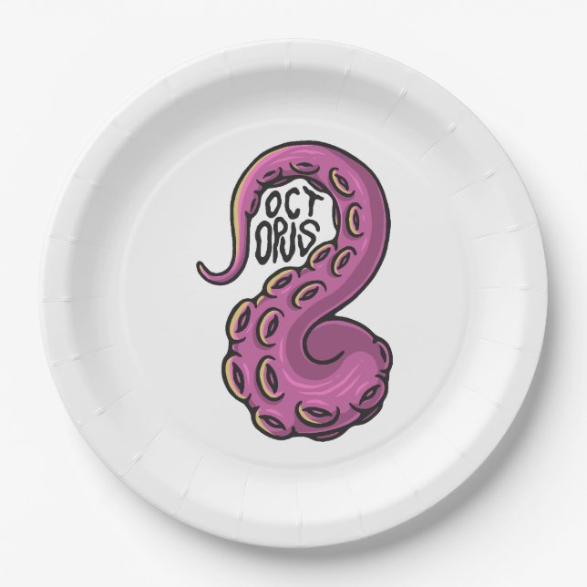 Plato De Papel Pink Tentacle (Anverso)