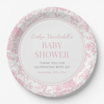 Pink Toile Chinoiserie Floral Baby Shower