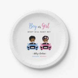 Plato De Papel Pink vs Blue Baby Car Race Gender Reveal Plates
