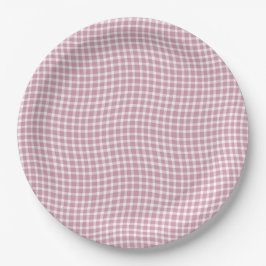 Plato De Papel Pink White Plaid Checker Seamless Pattern