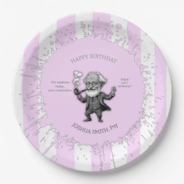 Plato De Papel  Pink White Vertical Stripe Freud Cartoon Center 