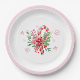 Plato De Papel Pink Winter Snowflake Festive Candy Girl