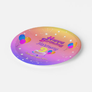 Plato De Papel PINK y GOLD Feliz cumpleaños