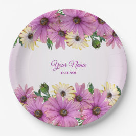 Plato De Papel Pink Yellow Floral Rustic Elegant Wedding Party