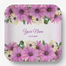 Plato De Papel Pink Yellow Floral Rustic Elegant Wedding Party