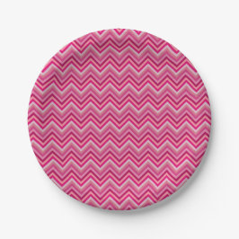Plato De Papel Pink Zig Zags