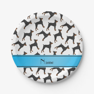 Plato De Papel Pinschers blancos conocidos personalizados del