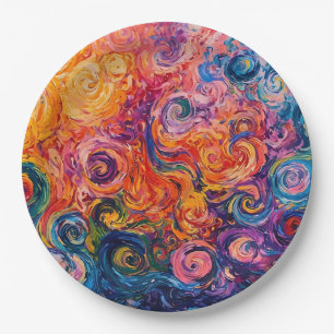 Plato De Papel Pintado de aceite de Swichedelic Swirls