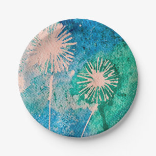 Plato De Papel Pintado de acuarela abstracta de Dandelion