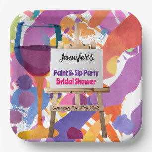 Plato De Papel Pintado de ducha de novia y fiesta de sip