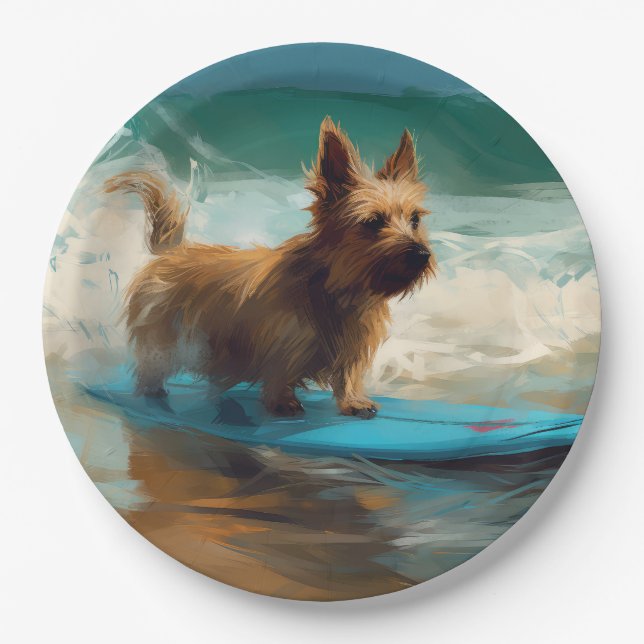 Plato De Papel Pintado de surf en Australian Terrier Beach (Anverso)