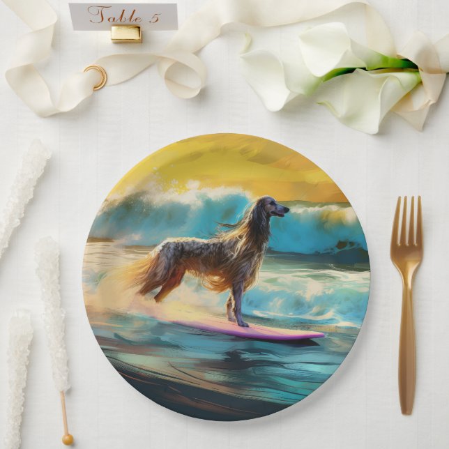 Plato De Papel Pintado de surf en Hound Beach Afgano (Boda)