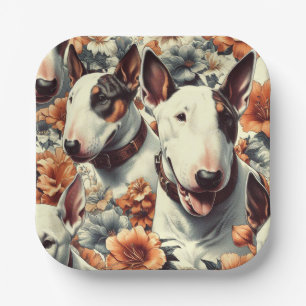 Plato De Papel Pintado sin problemas Retro Bull Terrier