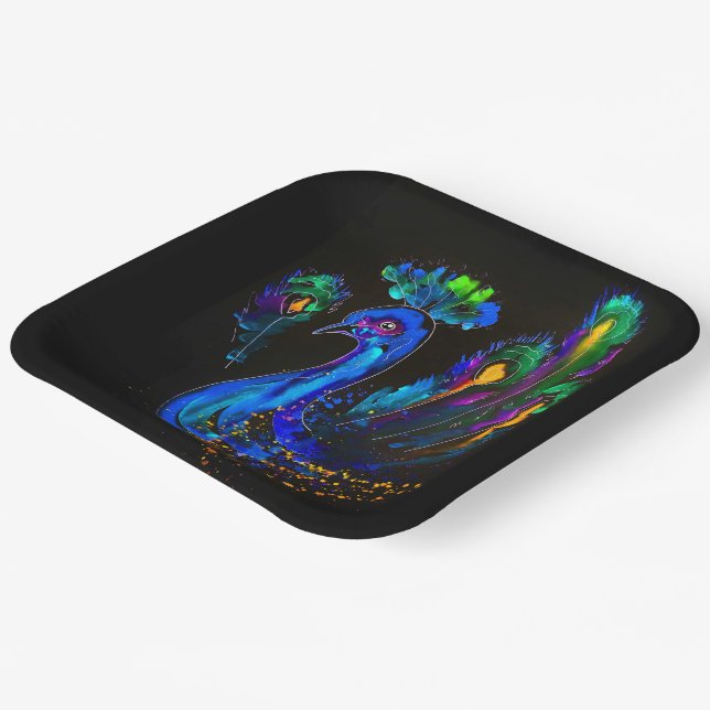 Plato De Papel Pintado Whimsical Peacock (Angular)