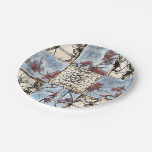 Plato De Papel Pintura abstracta artesonada de Scrollwork