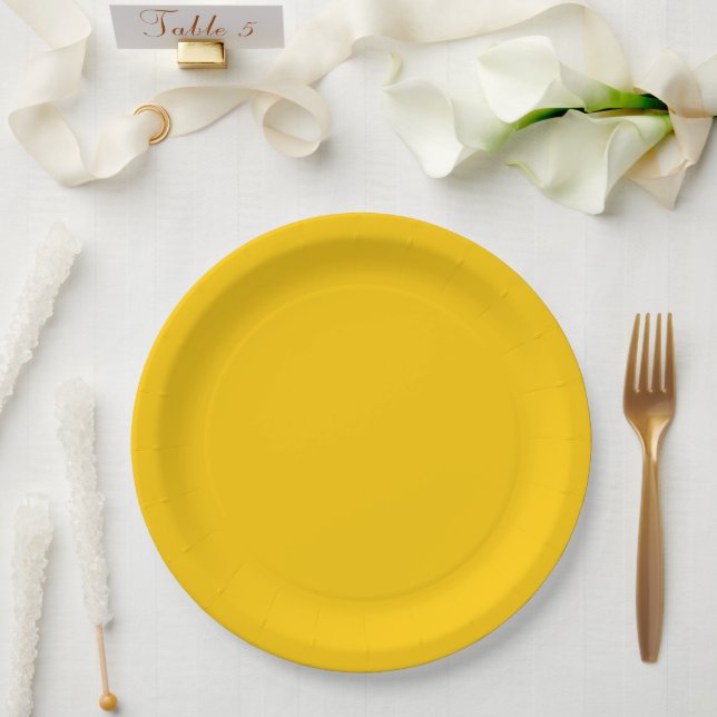 Plato De Papel Pintura abstracta dorada (Boda)