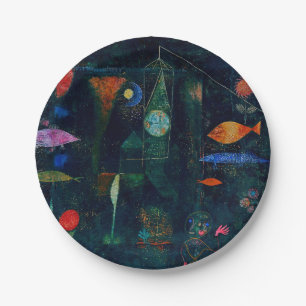 Plato De Papel Pintura abstracta magia de peces de Paul Klee Arte