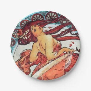 Plato De Papel Pintura Art Nouveau de Alphonse Mucha Dance