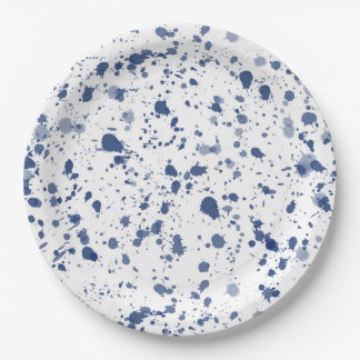 Plato De Papel Pintura azul de la salpicadura
