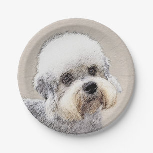 Plato De Papel Pintura Dandie Dinmont Terrier Original Perro Arte