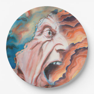 Plato De Papel Pintura de aceite de ondas de pánico