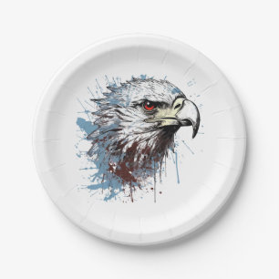 Plato De Papel pintura de águila 