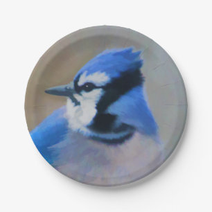 Plato De Papel Pintura de Arrendajo Azul - Arte de Pájaros Origin