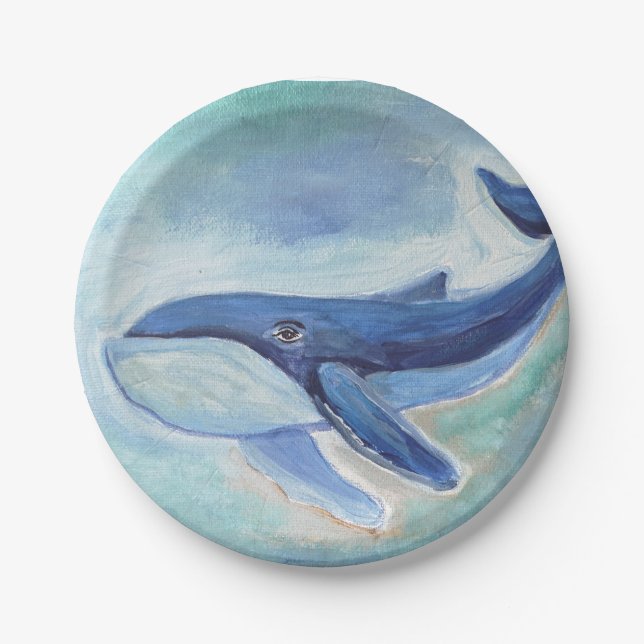 Plato De Papel Pintura de ballena  (Anverso)