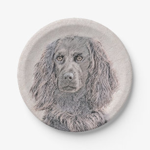 Plato De Papel Pintura de Boykin Spaniel - Arte Perro Original.