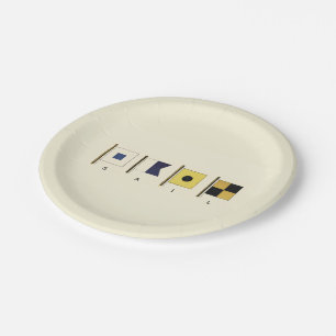 Plato De Papel Pintura de cuatro banderas con la vela escrita