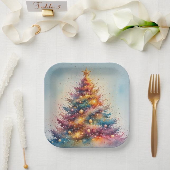 Plato De Papel pintura de cumpleaños de Navidad o ducha  (Boda)