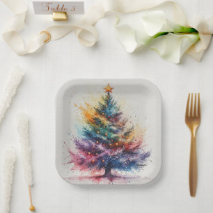 Plato De Papel pintura de cumpleaños de Navidad o ducha
