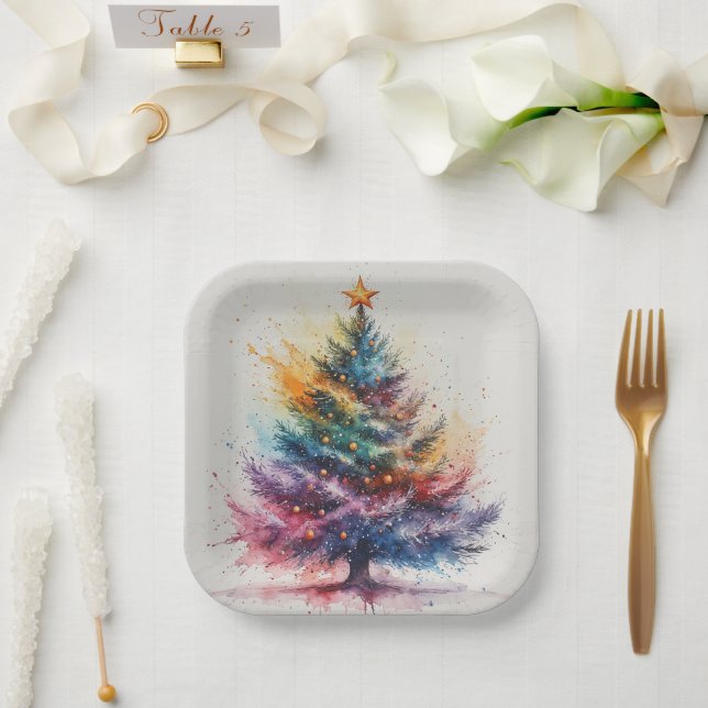 Plato De Papel pintura de cumpleaños de Navidad o ducha  (Boda)