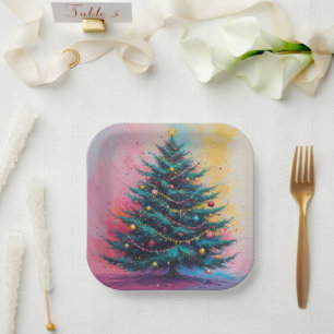 Plato De Papel pintura de cumpleaños de Navidad o ducha
