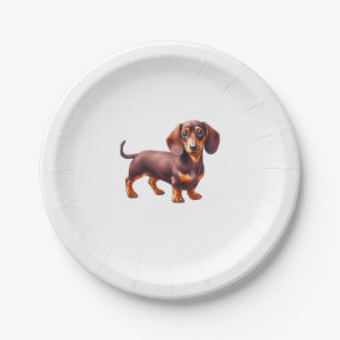 Plato De Papel Pintura de Dachshund - Paintin acuarela de perro d