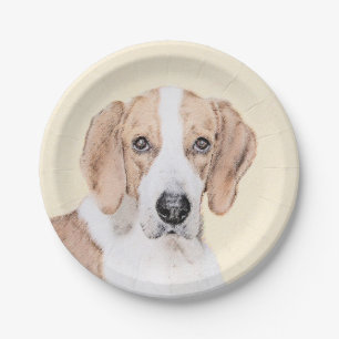 Plato De Papel Pintura de Foxhound estadounidense - Arte de Perro