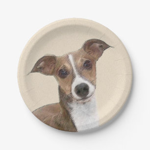 Plato De Papel Pintura de Greyhound italiana - Arte de perros ori