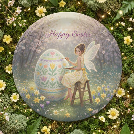 Plato De Papel Pintura de huevo de hada de Pascua Primavera