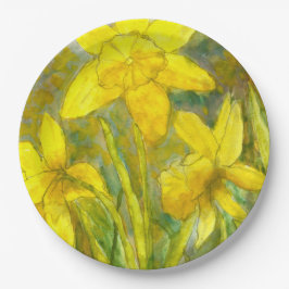 Plato De Papel Pintura de la acuarela, arte amarillo de las