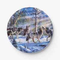Pintura de lobos grises