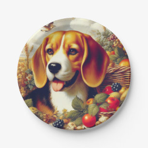 Plato De Papel Pintura de pimienta beagle de época