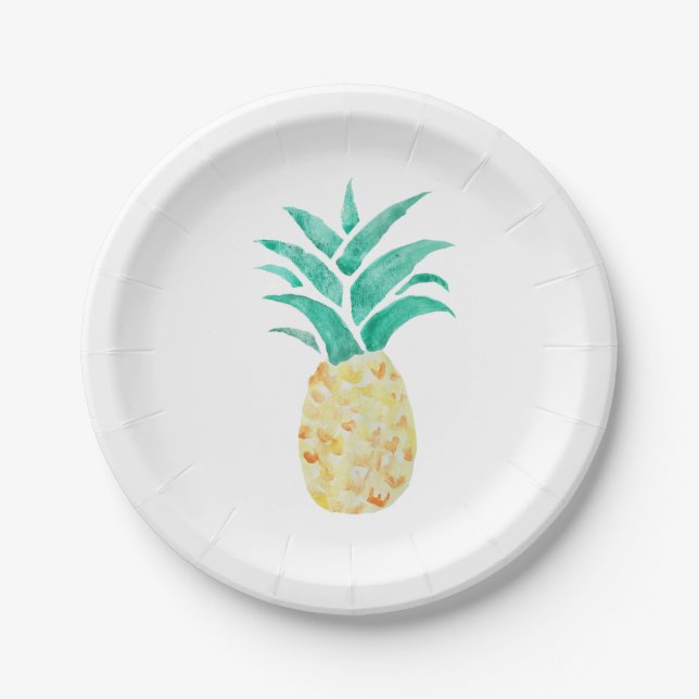 Plato De Papel Pintura de piña de papel tropical (Anverso)