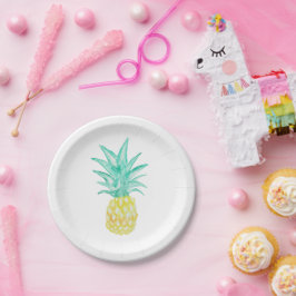 Plato De Papel Pintura de piña de papel tropical