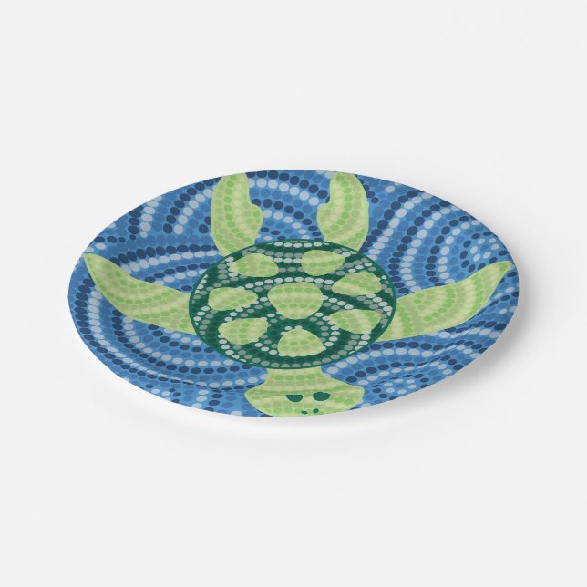Plato De Papel Pintura de punto de tortuga aborigen (Angular)