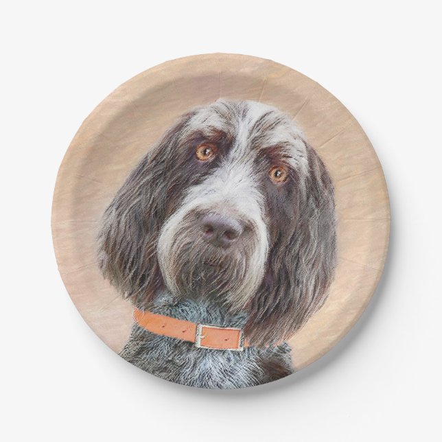 Plato De Papel Pintura de Spinone Italiano - Arte de Perro Origin (Anverso)