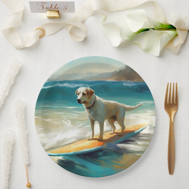 Plato De Papel Pintura de surf de Anatolian Shepherd Beach (Boda)
